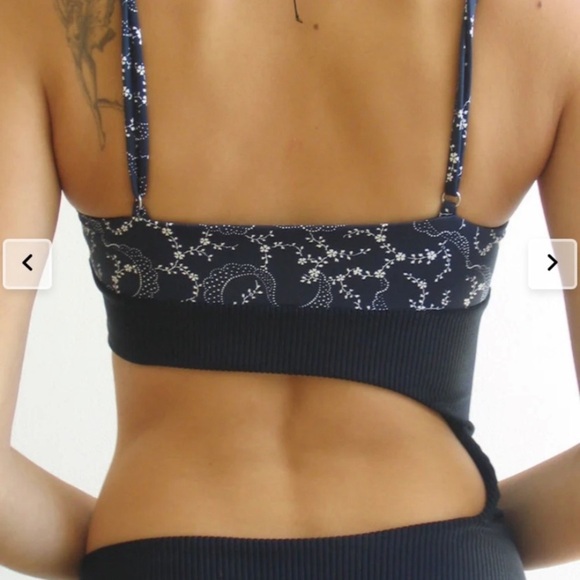 New! Frankie’s Bikinis Thea Ribbed One-piece Swimsuit navy blue 24128 - Picture 3 of 11